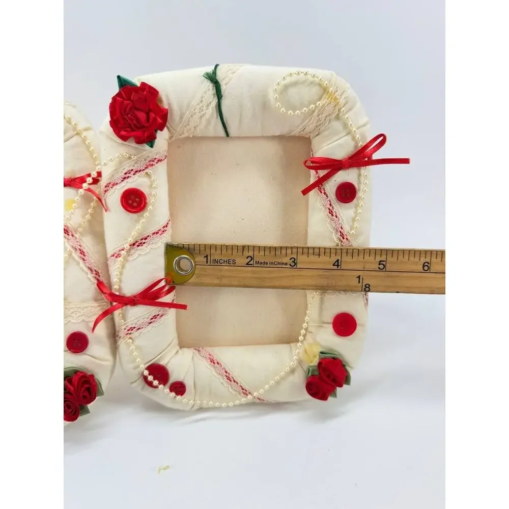 Handmade Fabric Picture Frame Set Floral Lace Ribbon Decorative Photo Frames